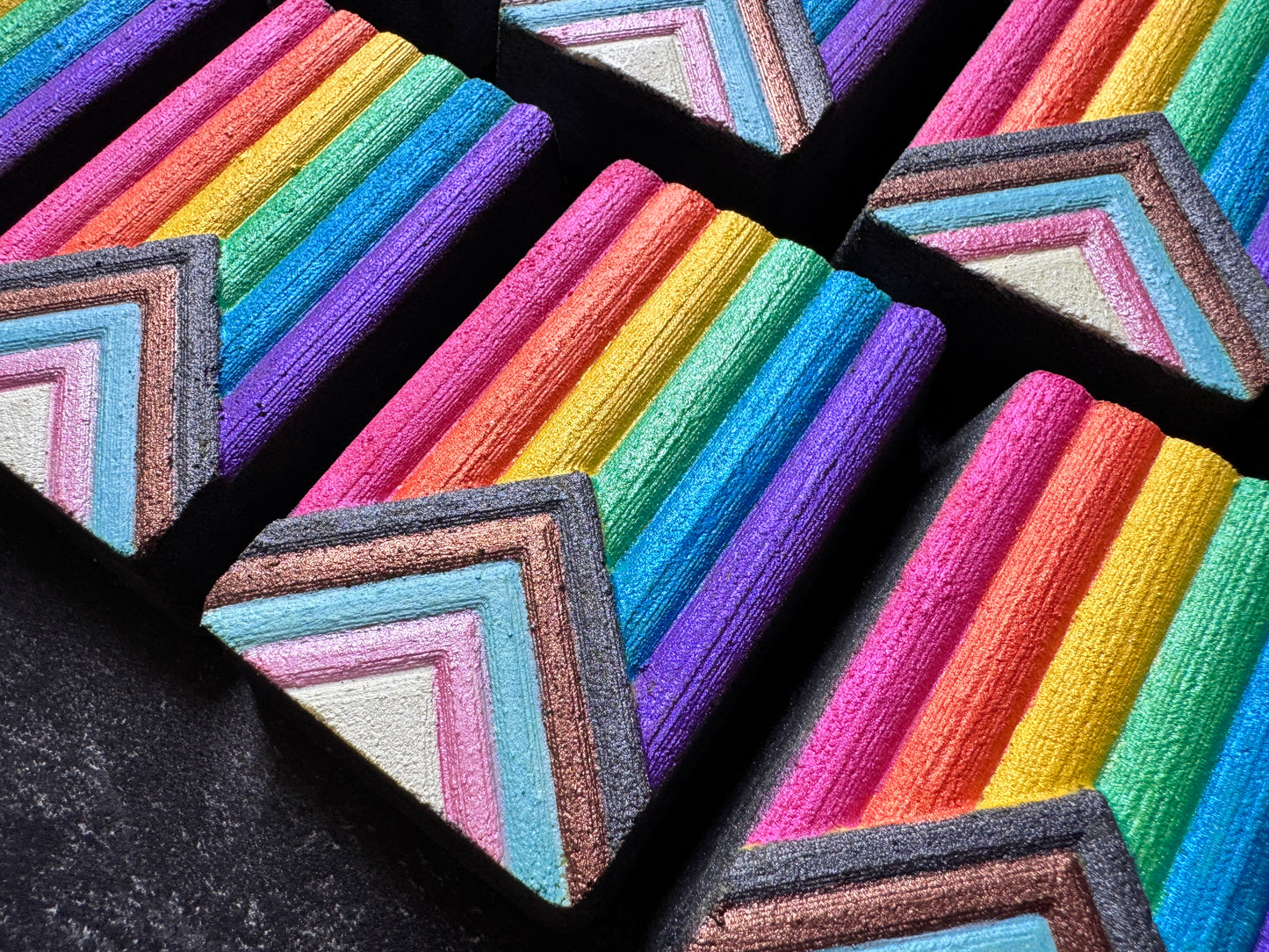 Colorful bath bomb with rainbow pattern 