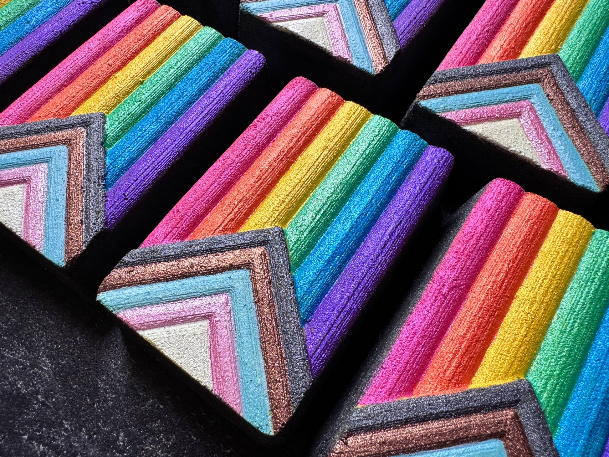 Colorful bath bomb with rainbow pattern 