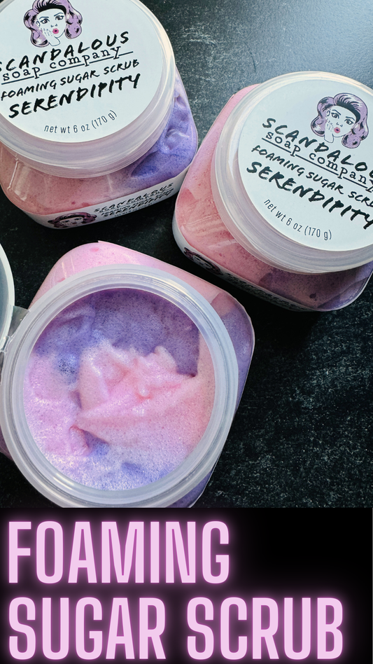 serendipity foaming sugar scrub scandalous soap