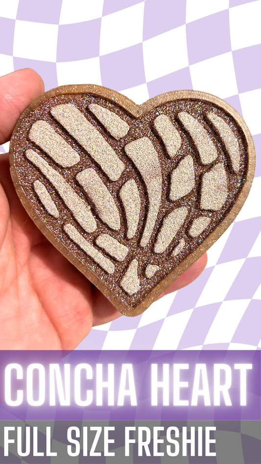 Brown Concha Heart Freshie