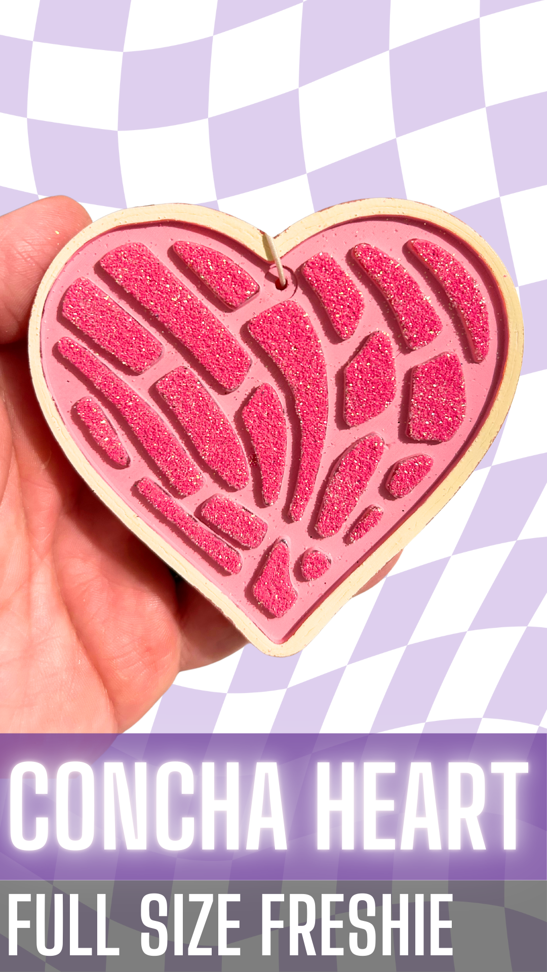 Pink Concha Heart Freshie