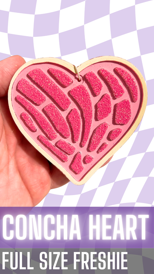 Pink Concha Heart Freshie