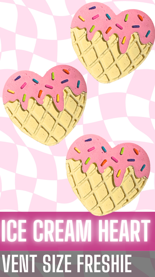 Ice Cream Heart Vent Freshie (White Cone)