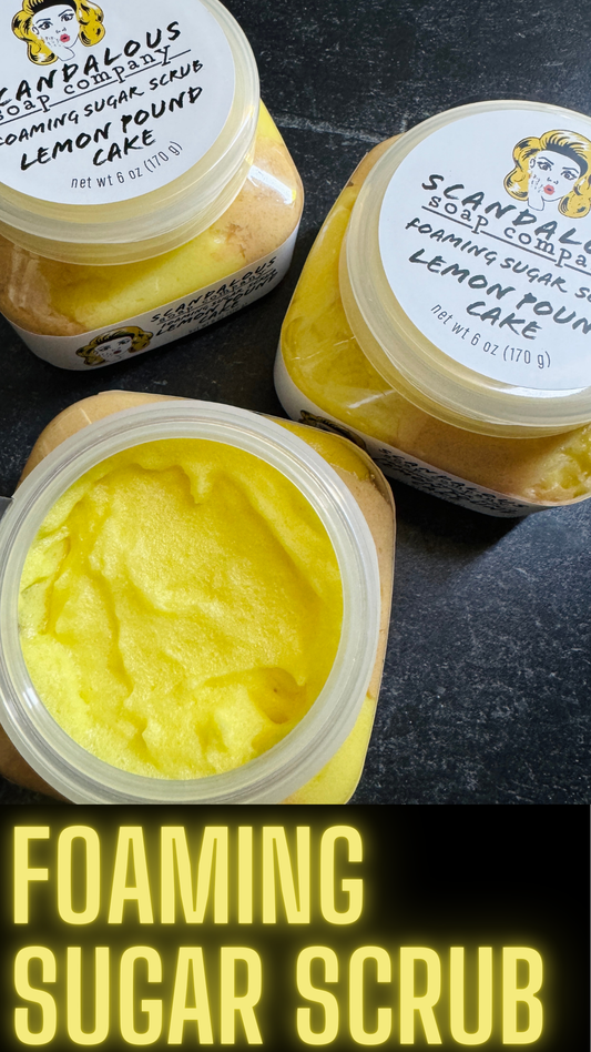 lemon pound cake foaming sugar scrub scandalous soap