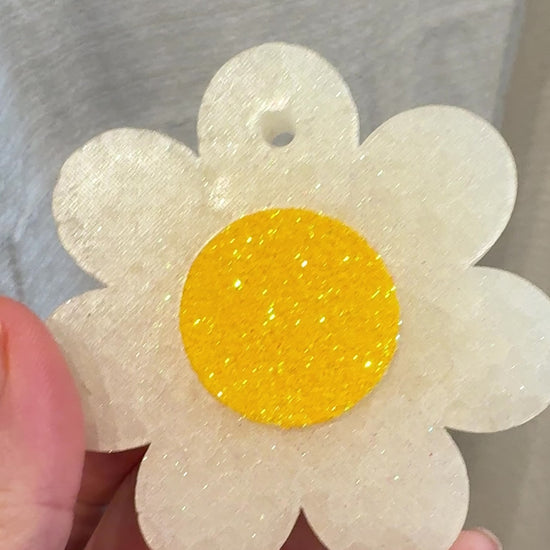 white flower freshie air freshener