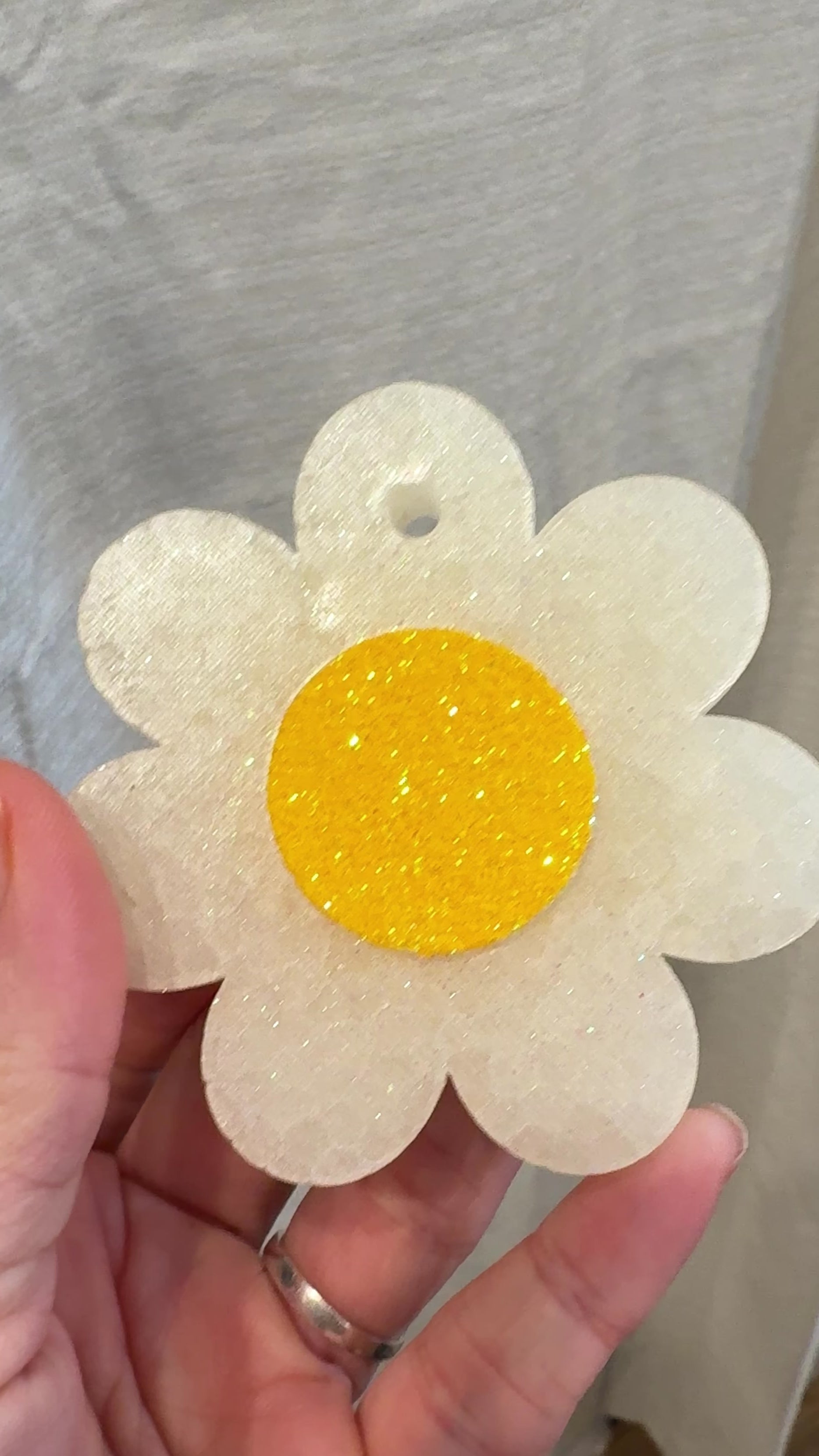 white flower freshie air freshener