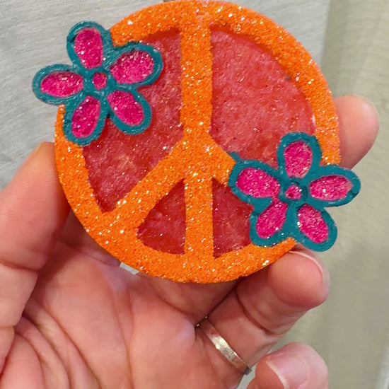 orange peace sign freshie air freshener